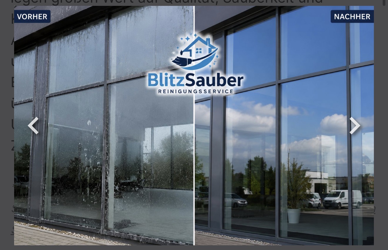 Glasfassade vor und nach der professionellen Glasreinigung