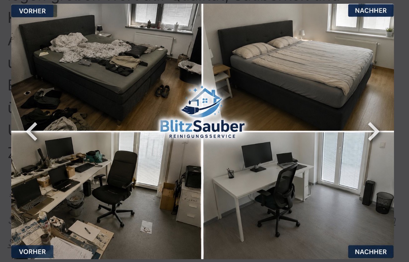 Schlafzimmer und Arbeitszimmer vor und nach der Umzugsreinigung