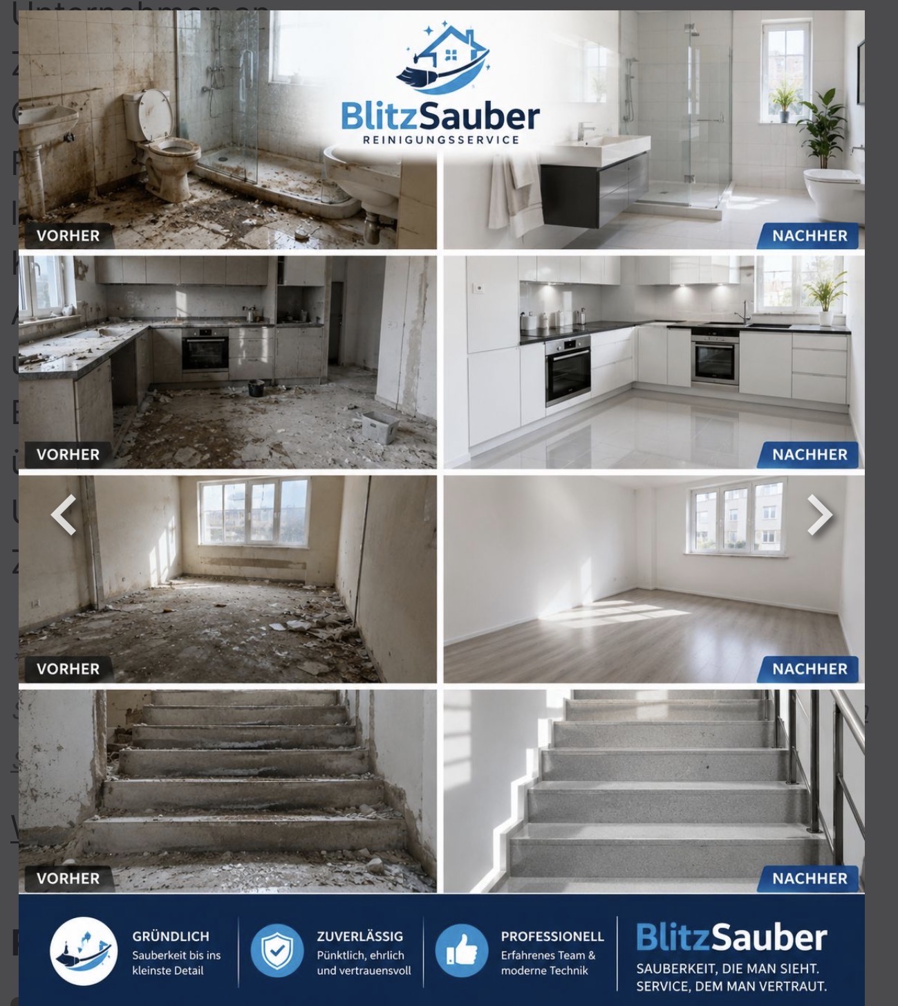Bad, Küche, Zimmer und Treppenhaus vor und nach der Bauendreinigung